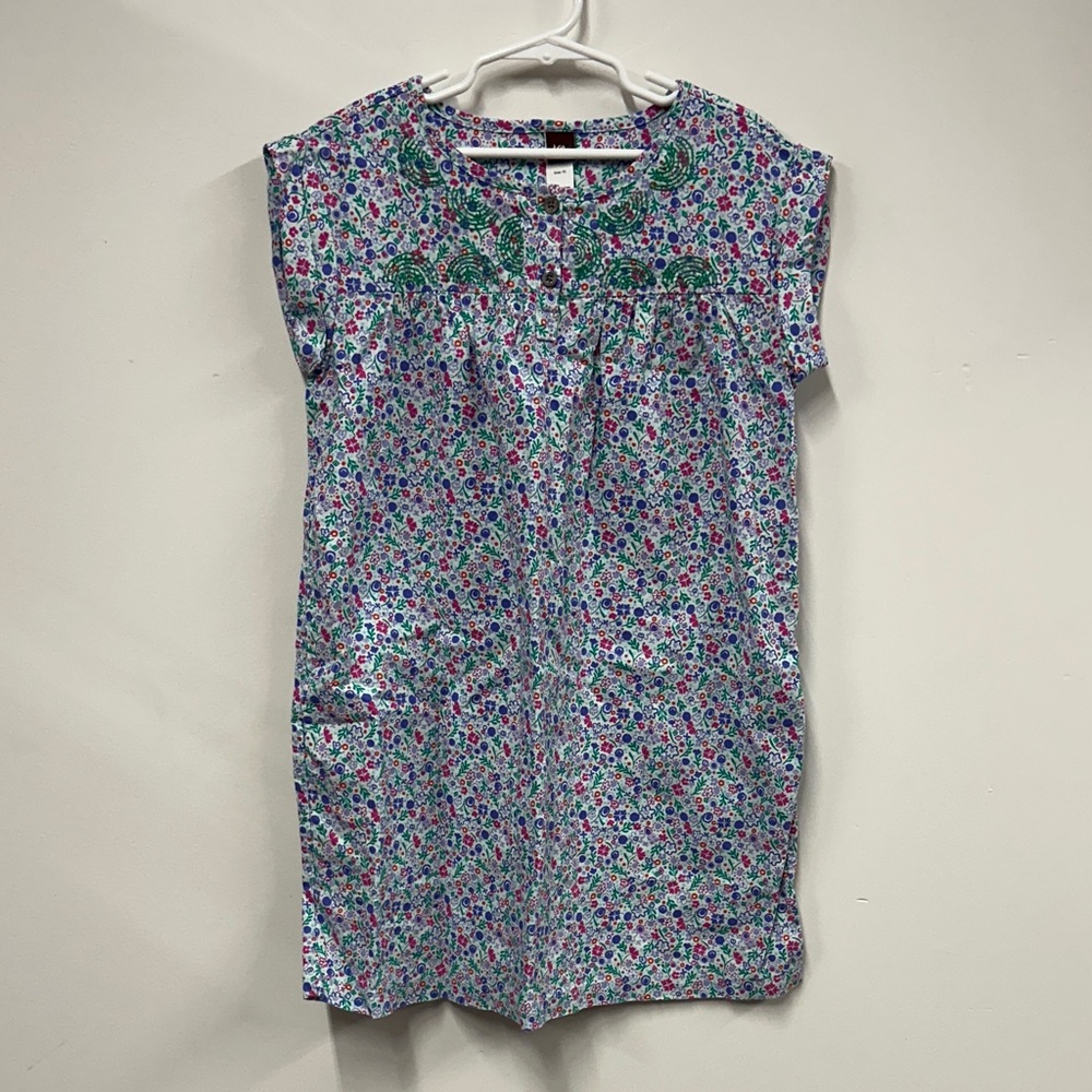 Tea Collection Multicolor Floral Kids linen cotton Dress 10